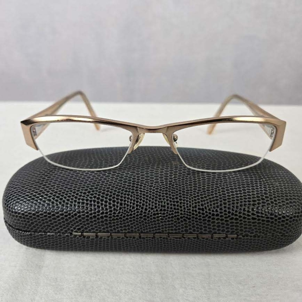 Carmen Marc Valvo Bronze Semi Rimless Eyeglass Frames with Case CV147 Made Japan